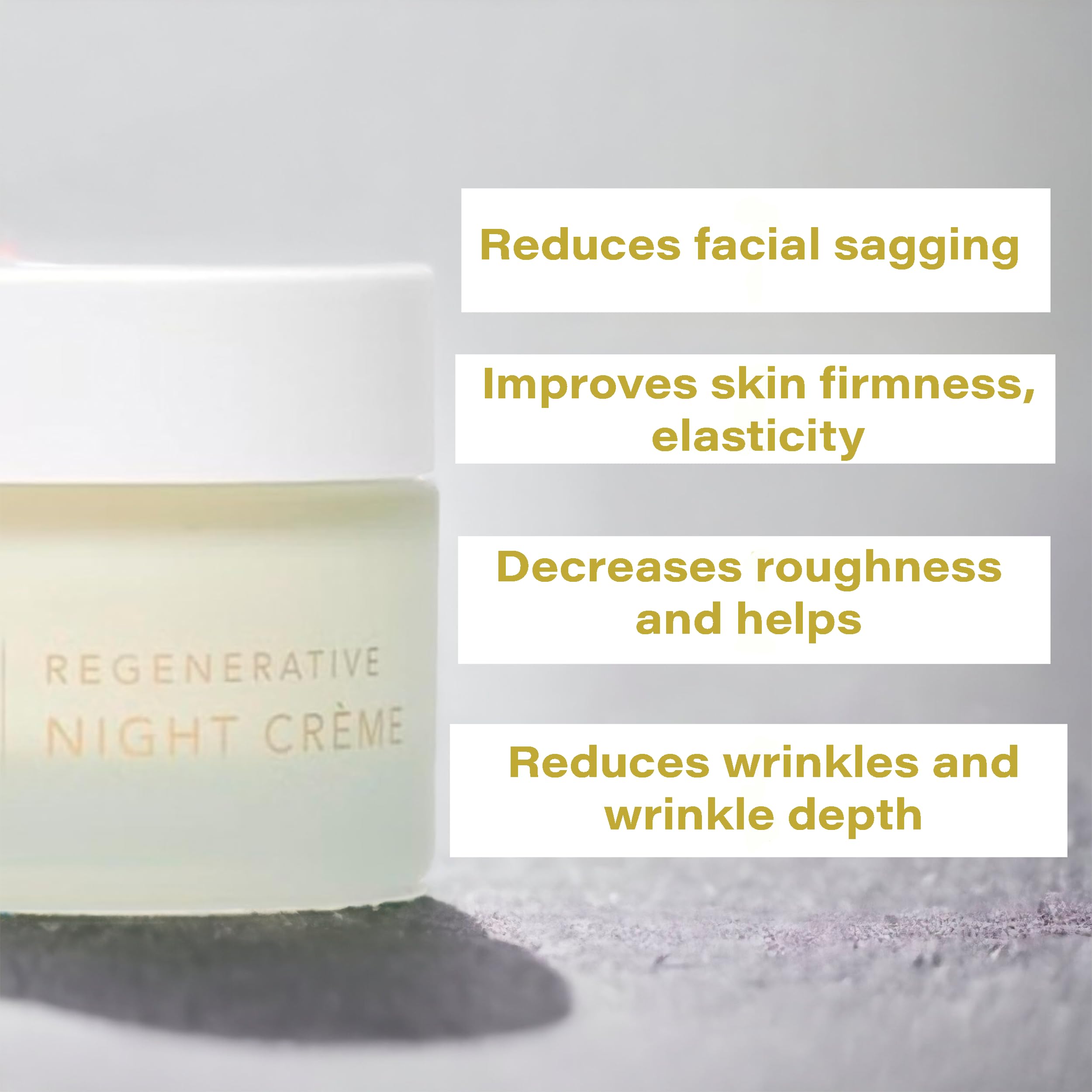 PURE FIJI Regenerative Night Cream ingredients panel highlights Inchi Seed for moisturized skin.