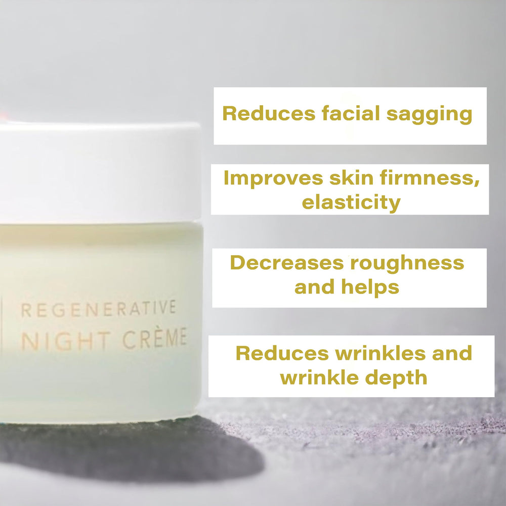 PURE FIJI Regenerative Night Cream ingredients panel highlights Inchi Seed for moisturized skin.