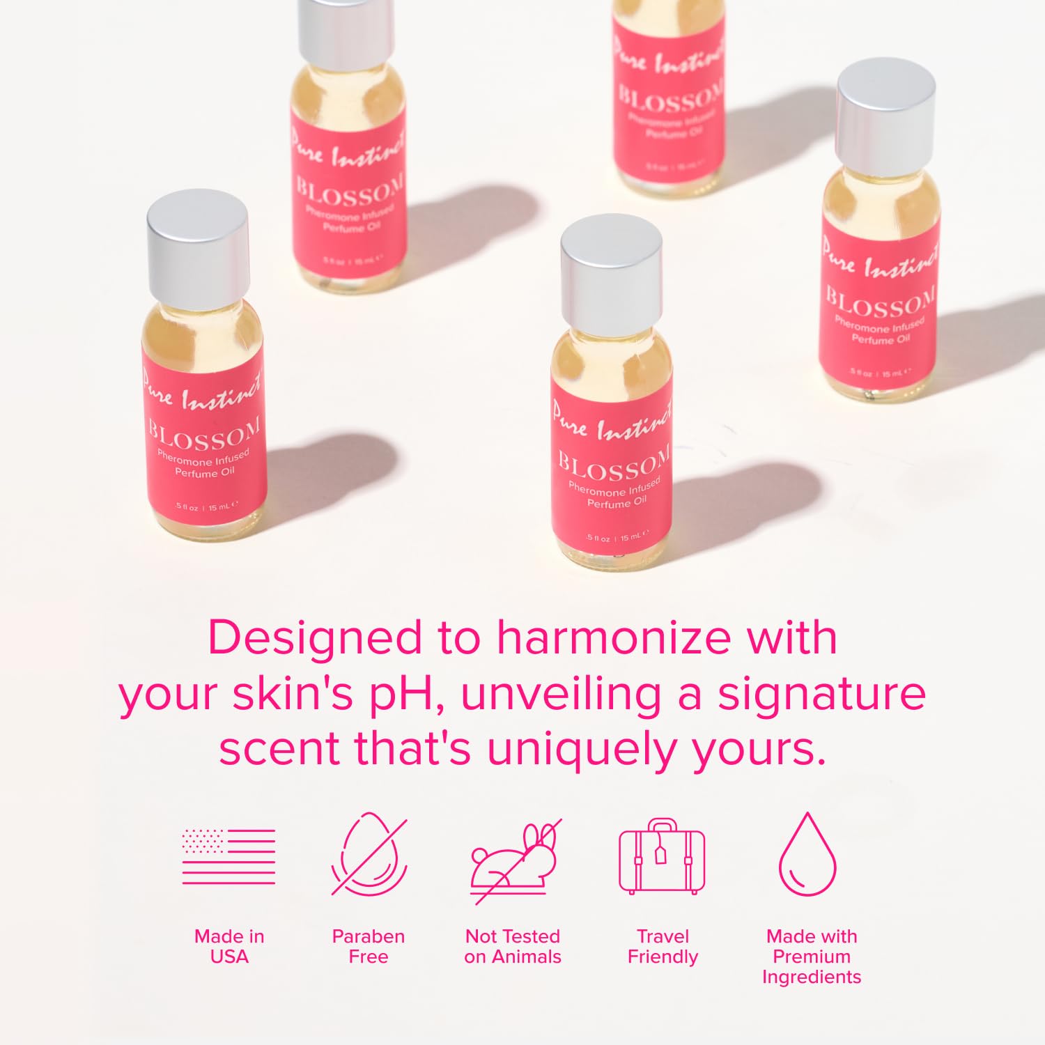 Pure Instinct BLOSSOM on-skin application, delicate aroma for daily routine.