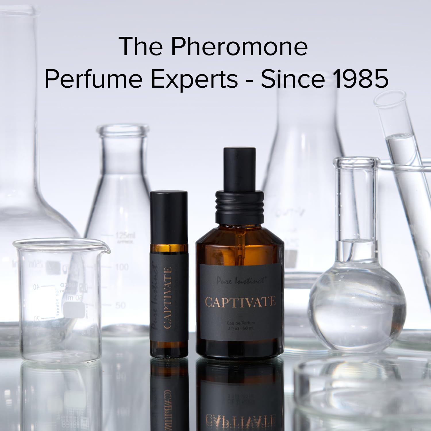 Pure Instinct Captivate front label close-up highlighting premium pheromone-infused scent.