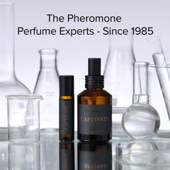 Pure Instinct Captivate front label close-up highlighting premium pheromone-infused scent.