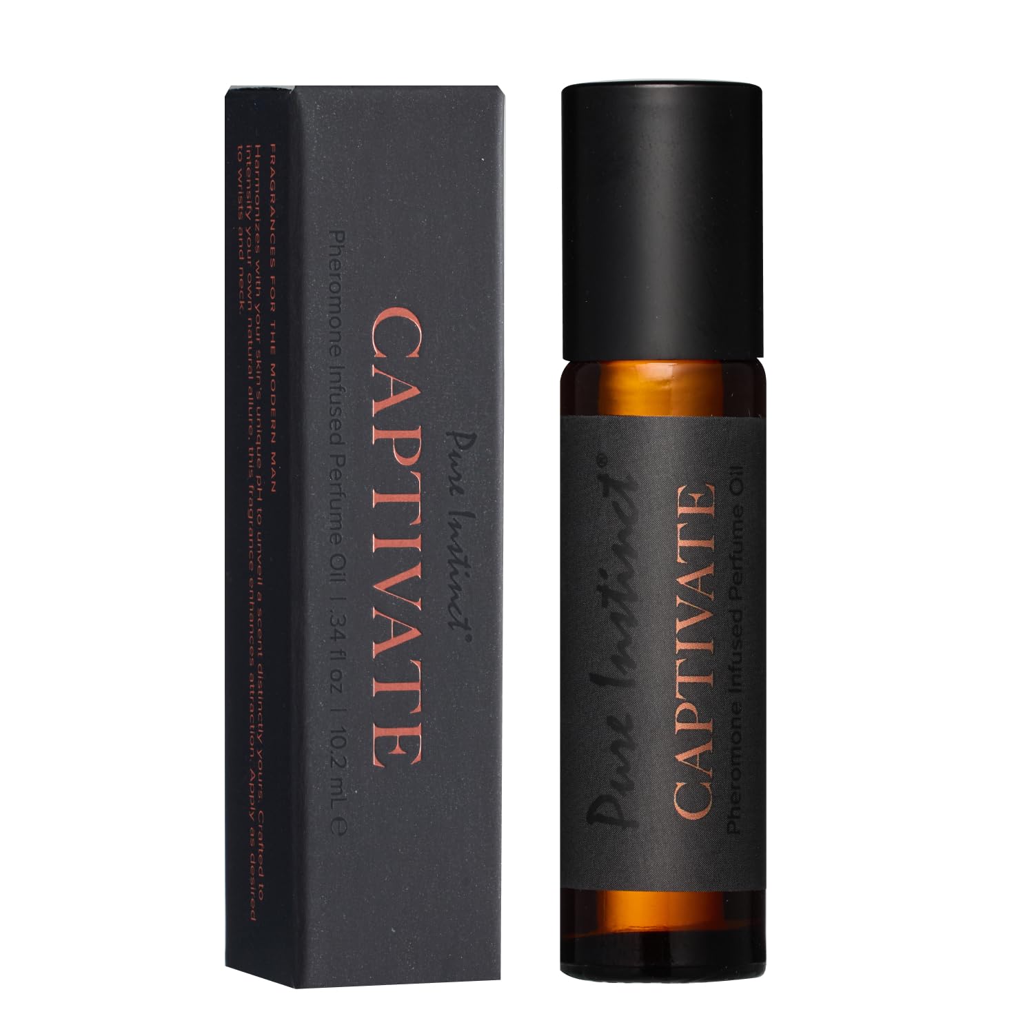 Pure Instinct Captivate roll-on bottle for easy on-the-go fragrance layering.