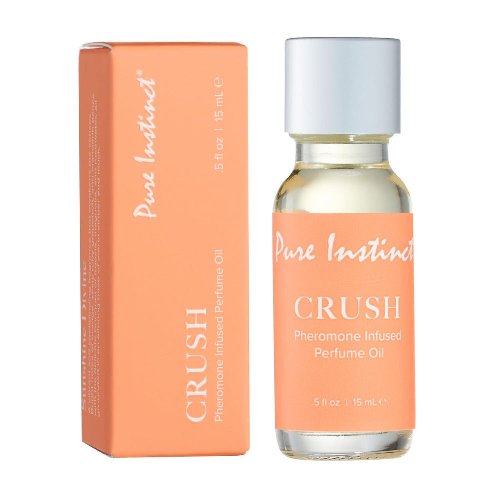 Pure Instinct CRUSH roll-on bottle for on-the-go fragrance with pheromone infusion.