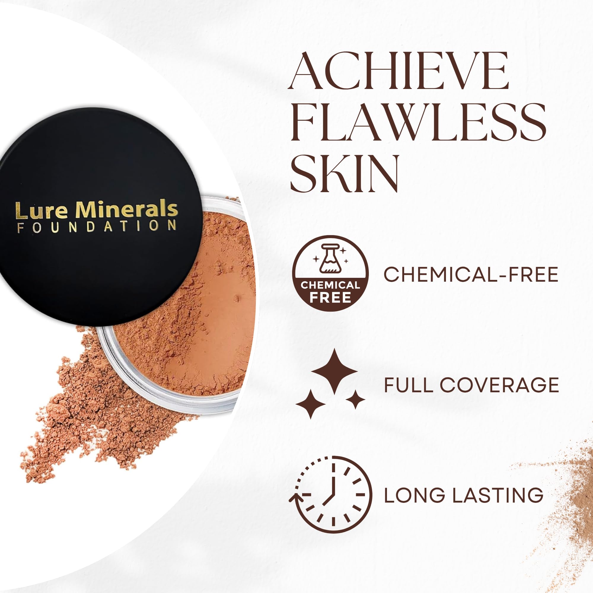 Pure Minerals Lure Minerals Bronze Warmth open-jar view highlights compact, travel-friendly packaging