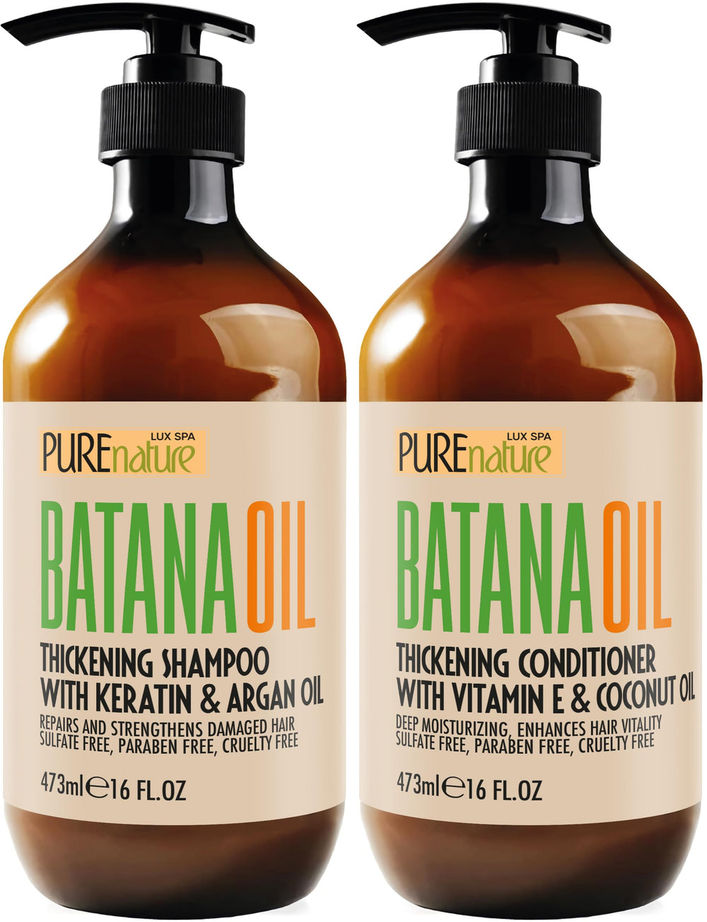 PURE NATURE LUX SPA Batana Oil Shampoo bottle for fuller, voluminous hair