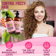 Packaging of Pure Nature Lux Spa curly hair set packaging on display for color-safe care.