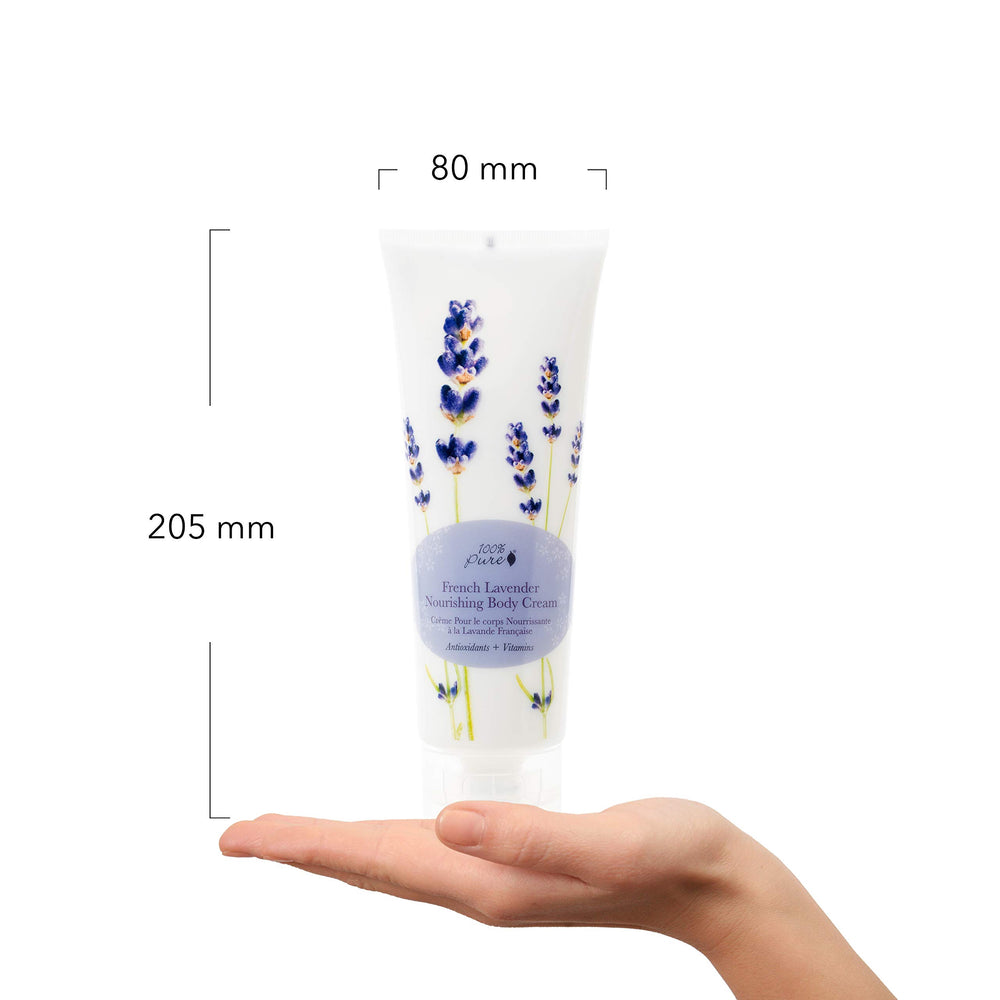 Natural ingredients list for 100% PURE Nourishing Body Cream jar
