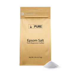 Pure Original Ingredients Epsom salt bulk packaging shown for easy storage and value.