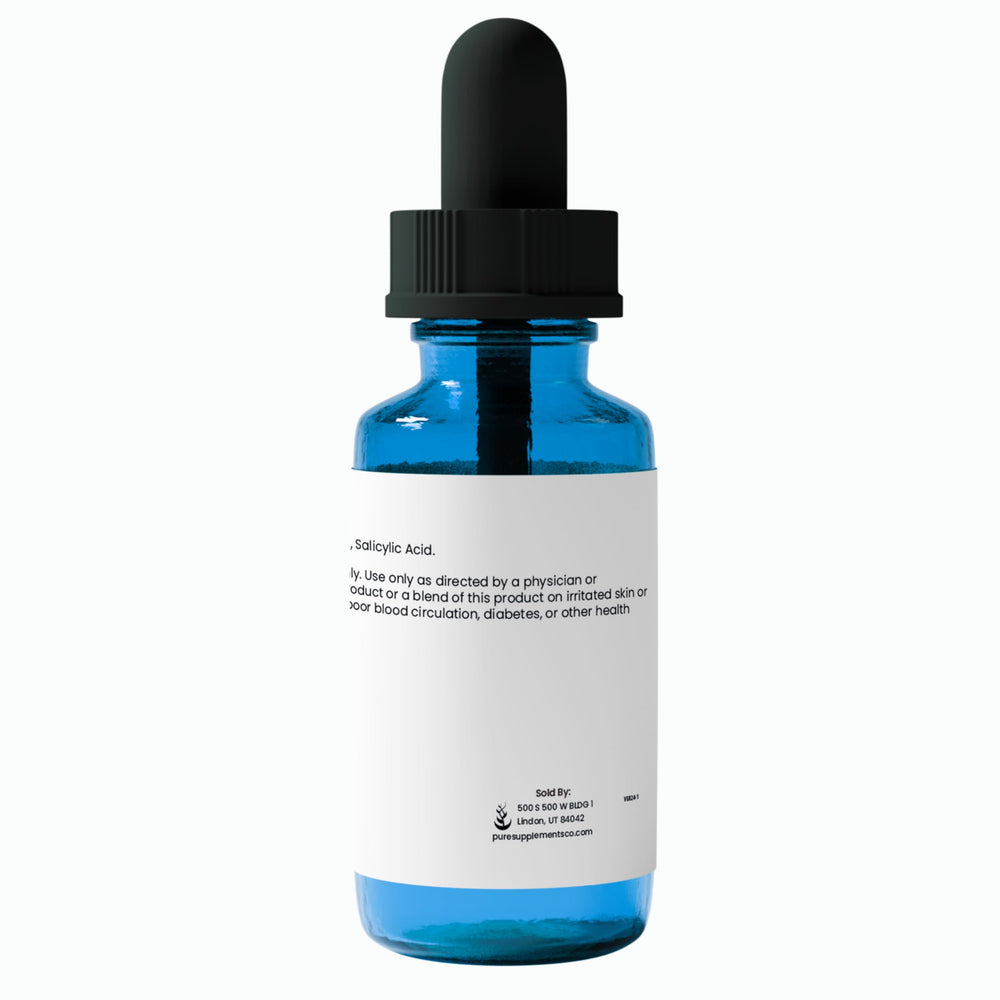 Close-up of Pure Original Ingredients Salicylic Acid 5% label for easy reference.
