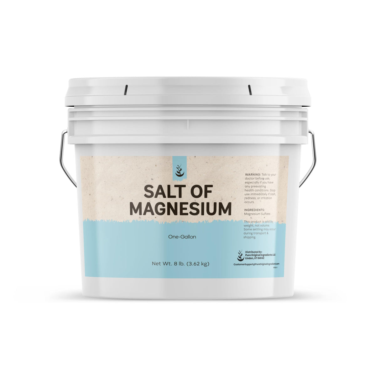 Pure Original Ingredients Salt of Magnesium in a resealable bucket for easy storage