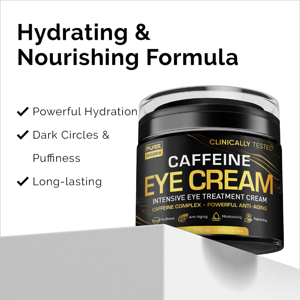 Pure Research caffeine eye cream is lightweight and non-sticky