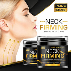 Pure Research neck care application with upward massage motion for potential tightening.
