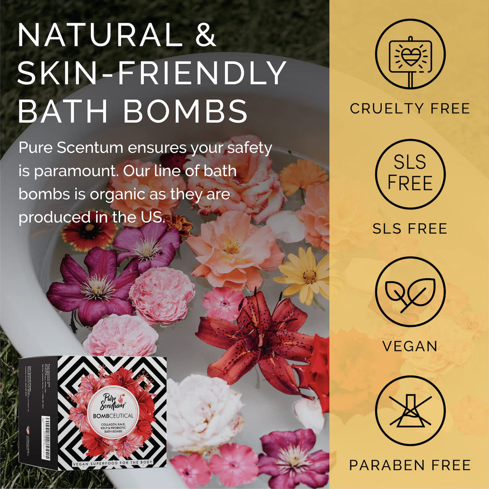 Pure Scentum Bombceutical probiotic bath bomb: balance microbes for gentle cleansing and resilience