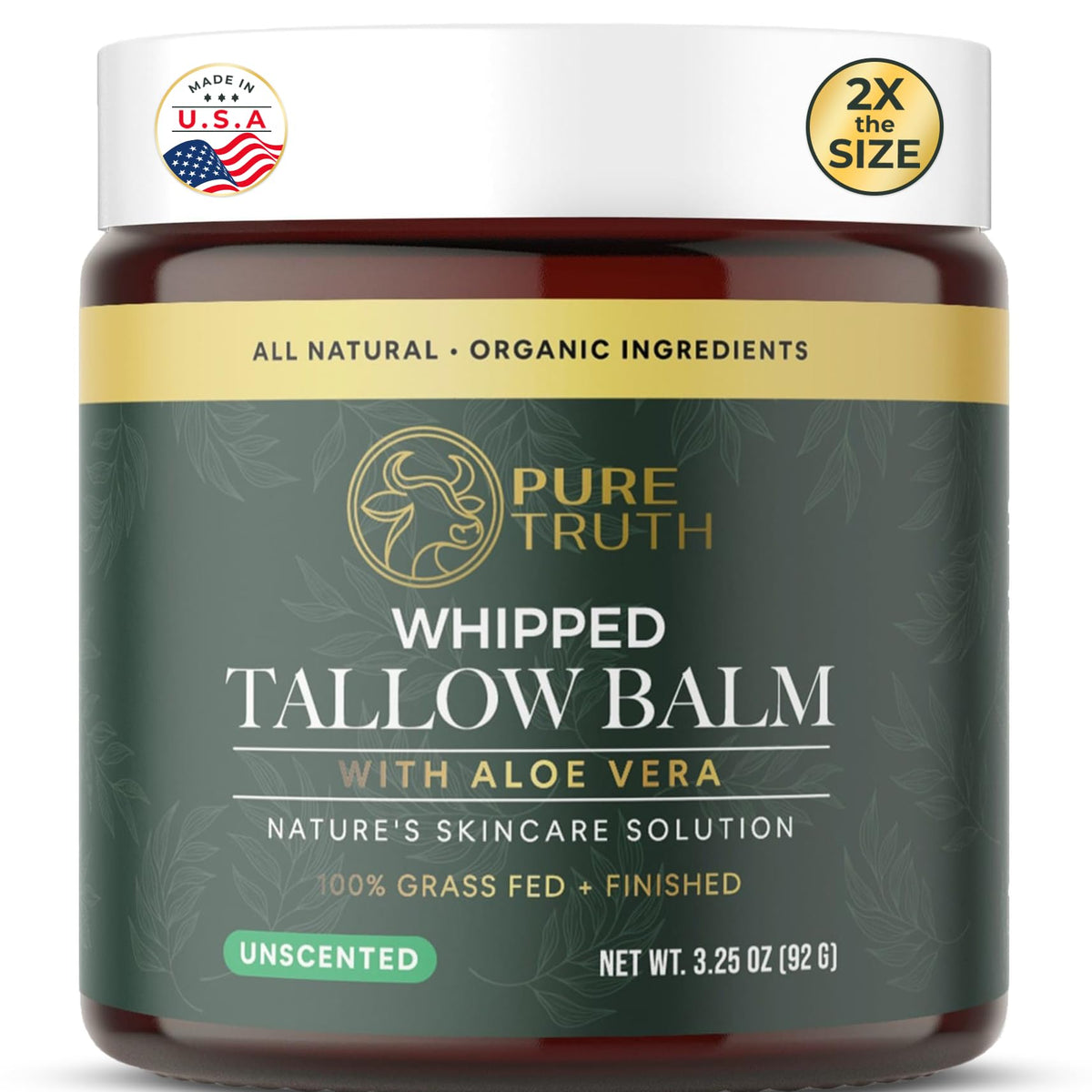 Pure Truth Beef Tallow Skin jar shows rich hydration for daily moisturizer.