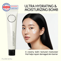 Applying PURE'AM cream on hand reveals silky texture and smooth spread.