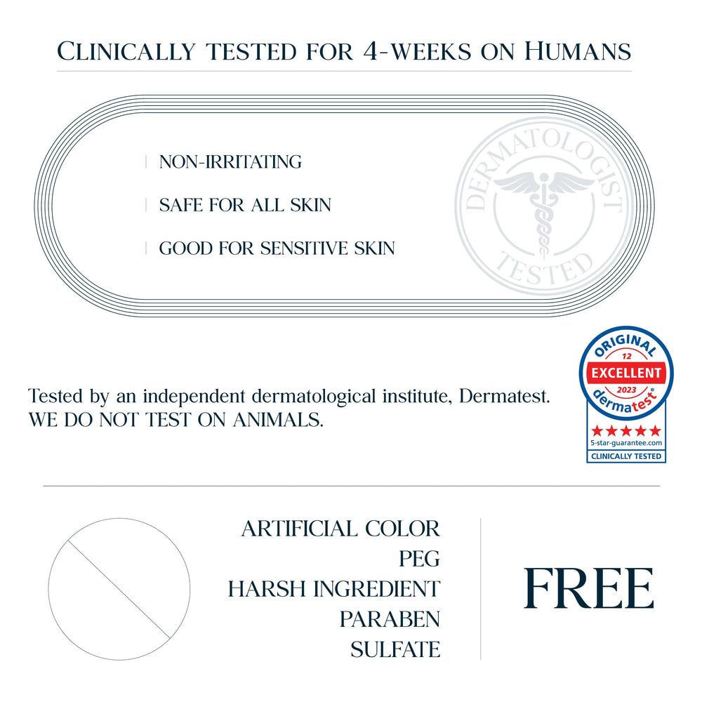 Purebble dermatologist-tested seal for safe daily use.