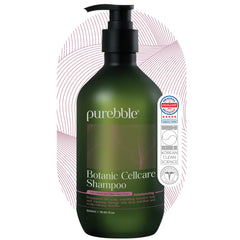 Purebble Rebalancing Botanic Shampoo bottle showing gentle cleansing for all hair types.