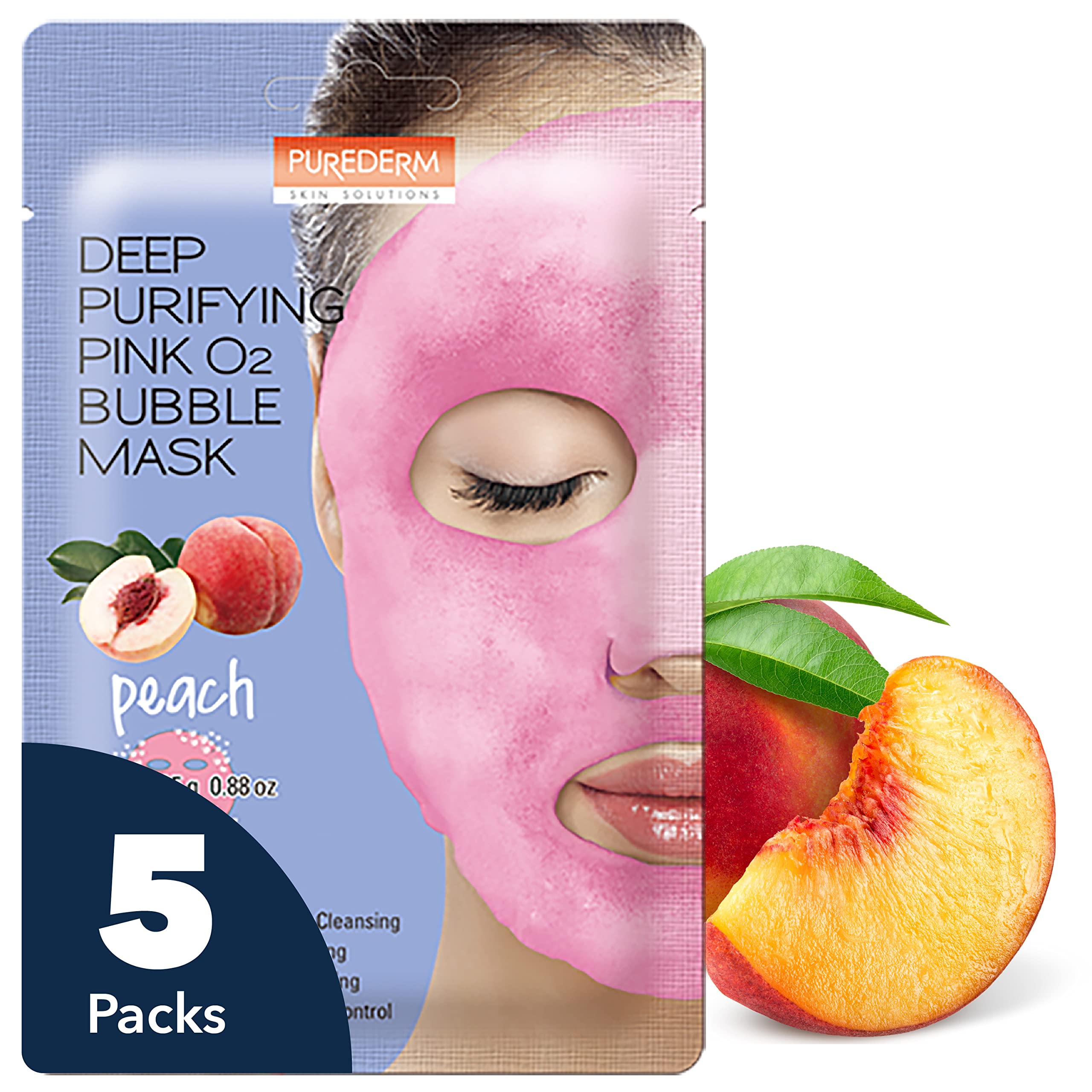 Purederm Peach O2 Bubble Mask rinse-ready sheet after application.
