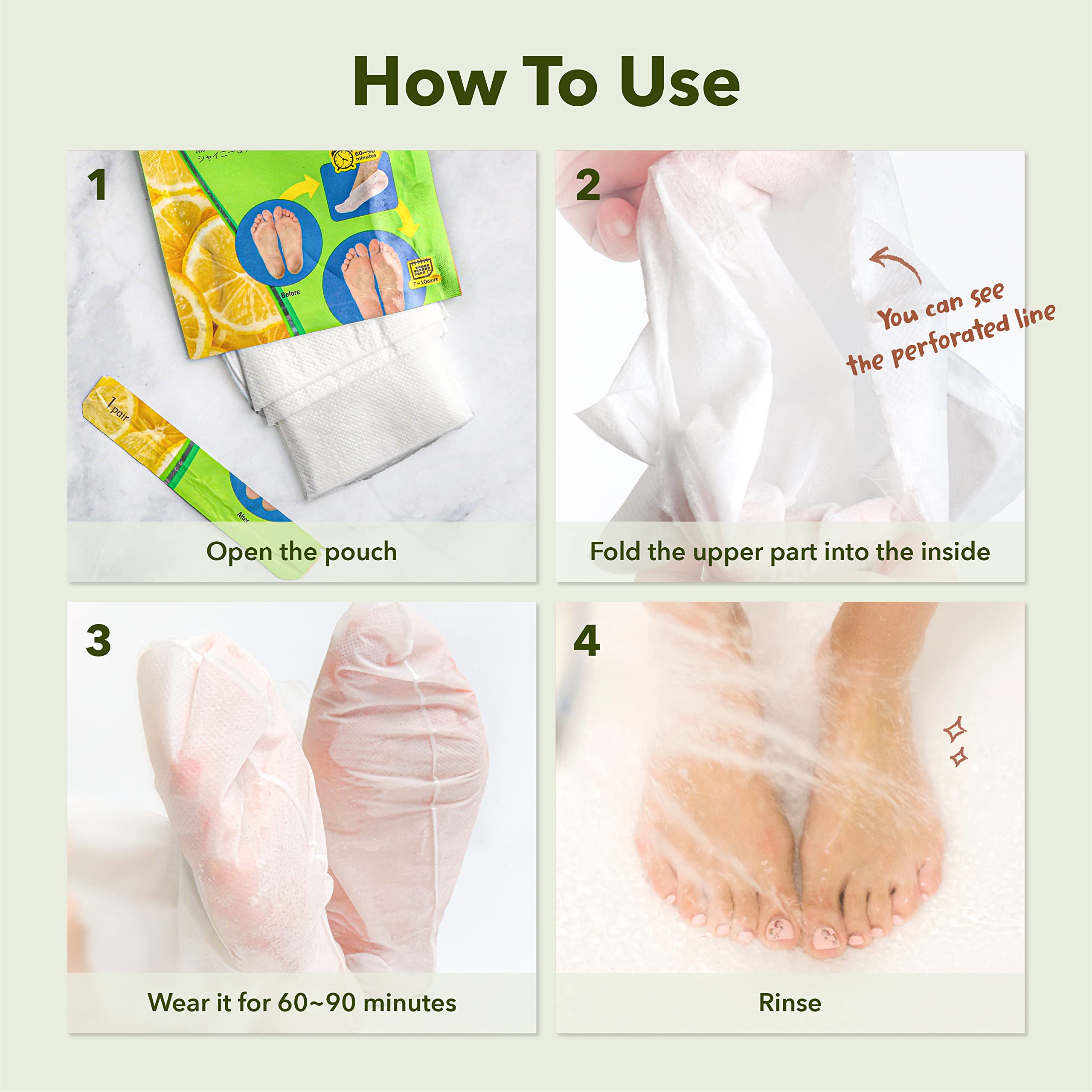 Purederm Foot Mask peeling timeline illustrating 7 to 14 days