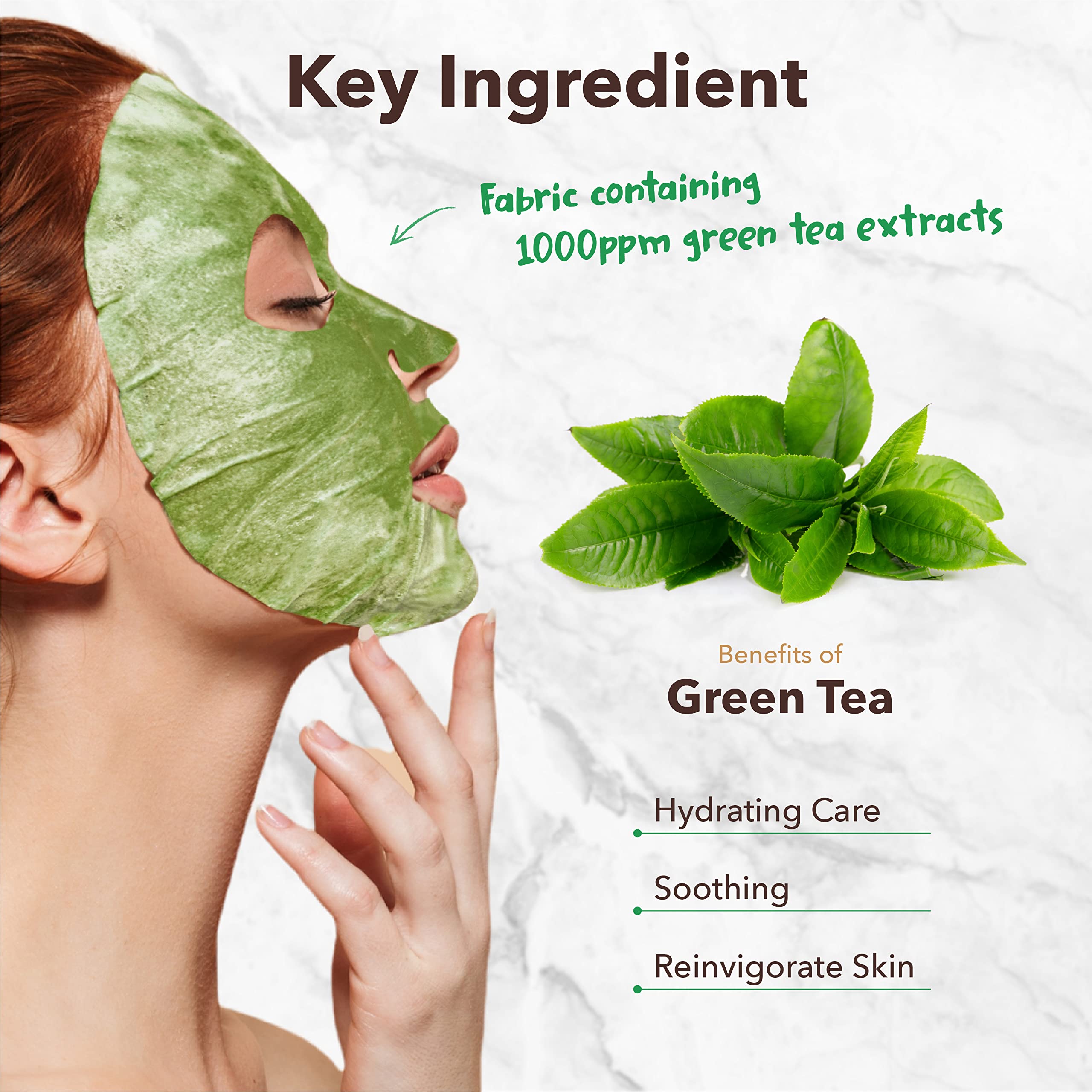 Purederm Green Tea extract ingredient visual highlights deep cleansing benefits