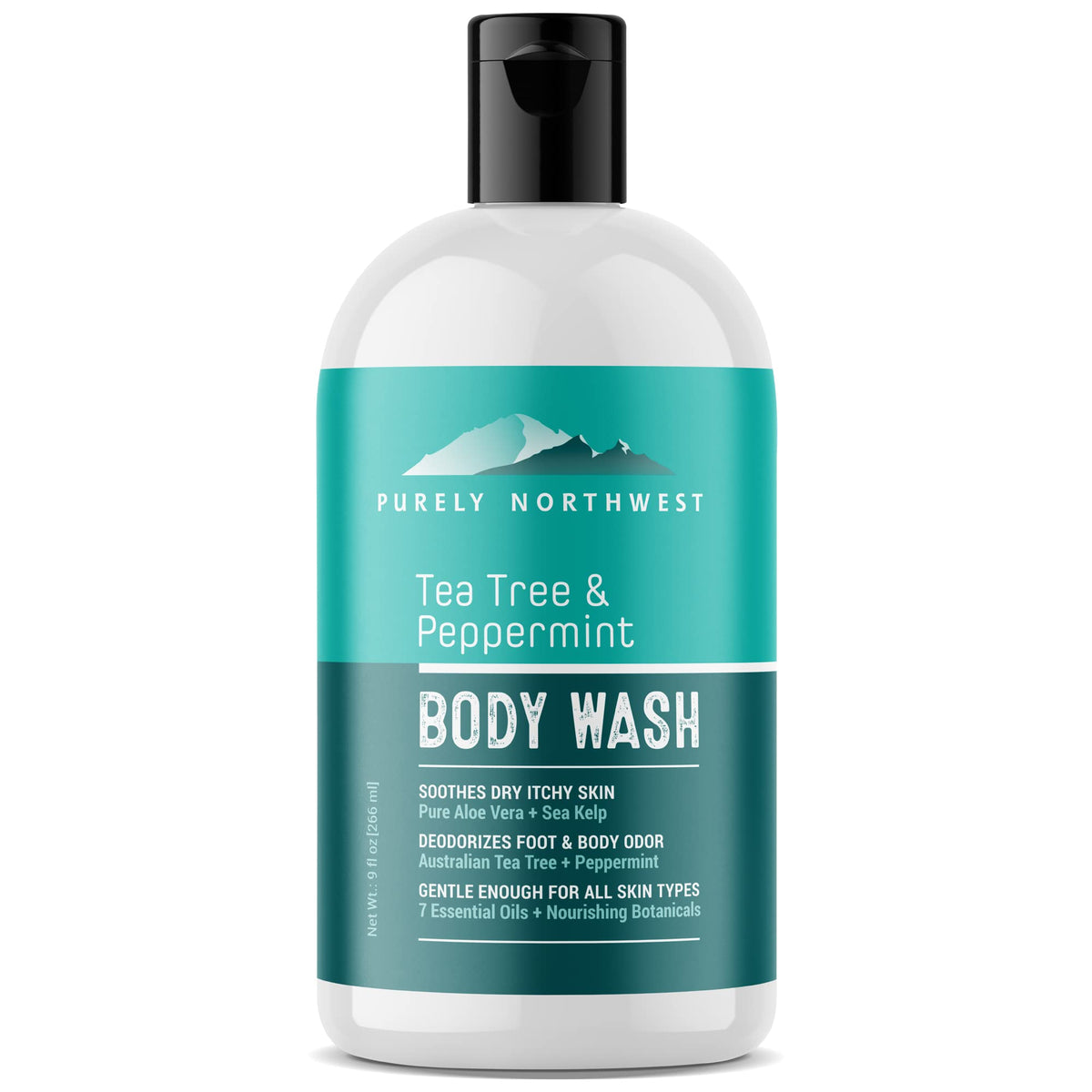 Purely Northwest Tea Tree Body Wash bottle front for everyday refreshing cleansing.