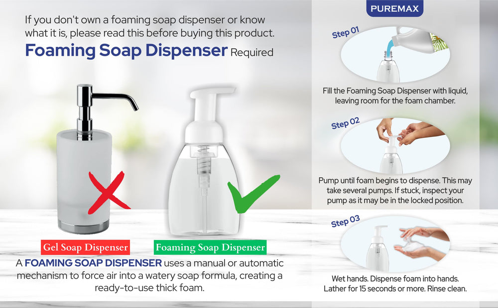 Foaming soap in bathroom setting highlighting gentle cleansing and aroma.