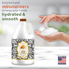Close-up of creamy foam from Puremax Honey Almond soap for thorough cleansing.