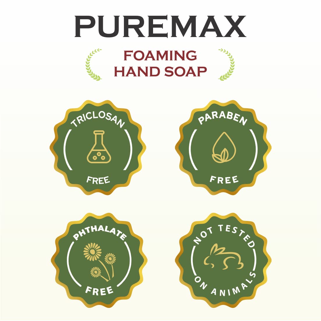 Foaming soap suitable for kitchen use with Puremax Honey Almond scent.