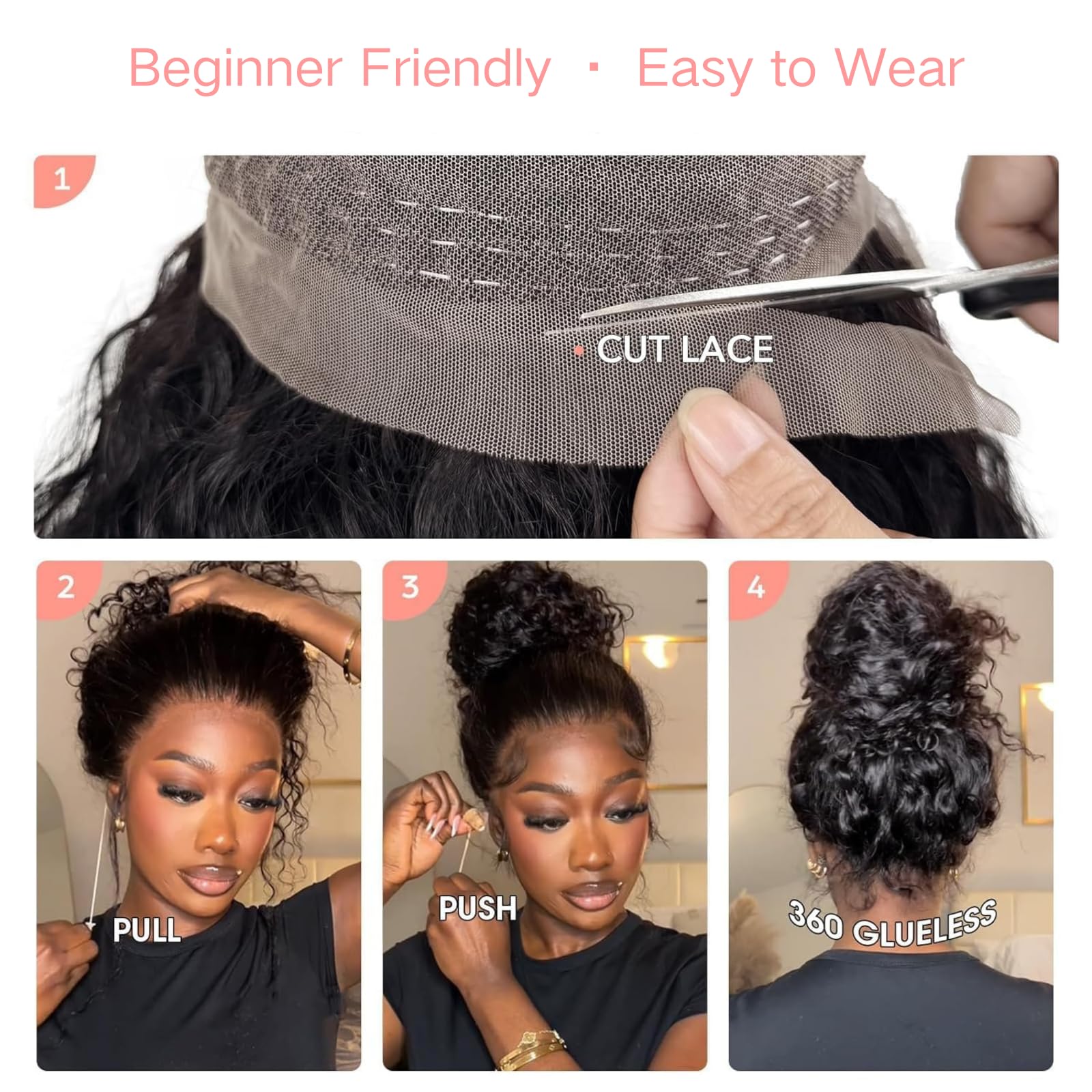 PureMiss adjustable drawstring cap wig for beginner-friendly fit