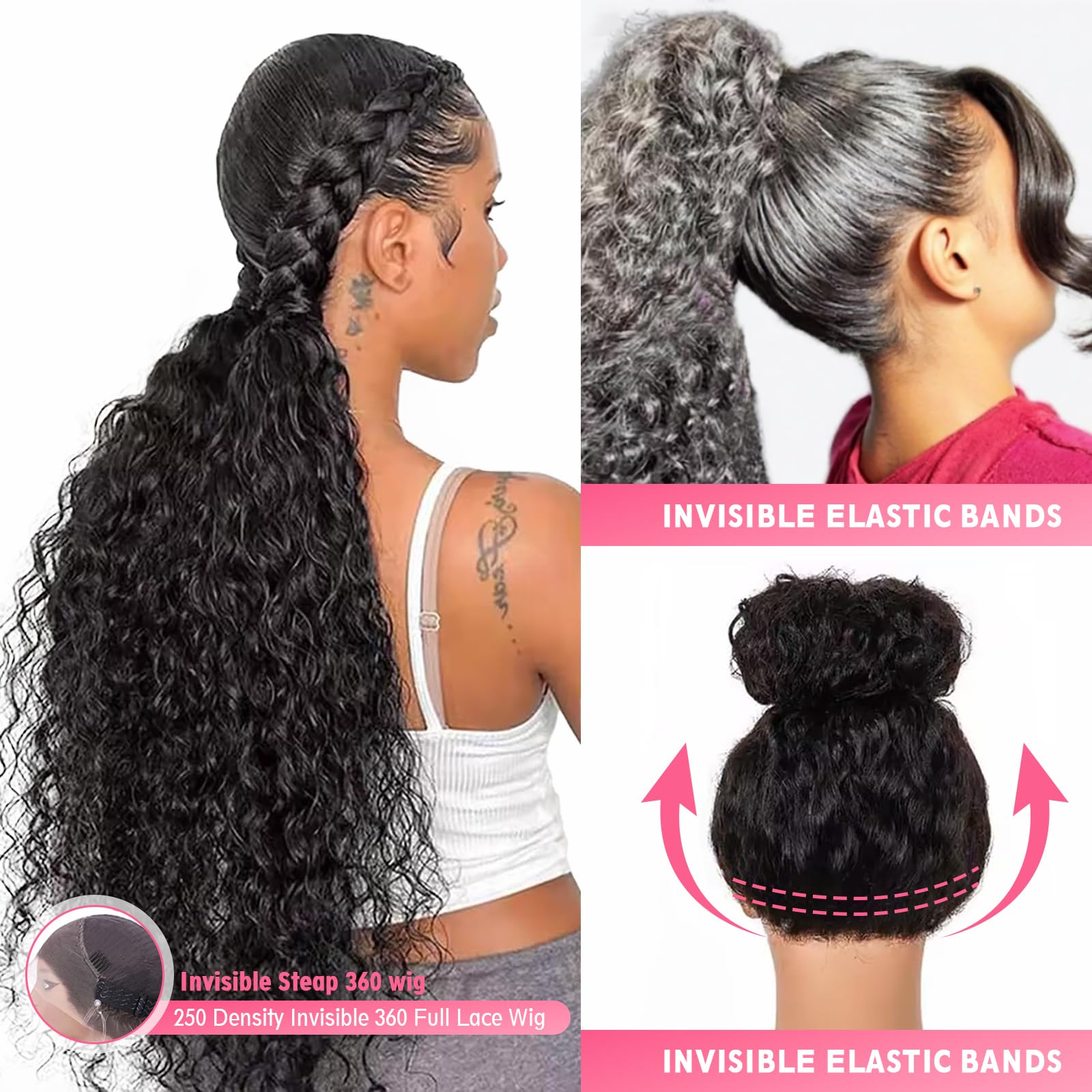 PureMiss glueless wig with drawstring side profile for quick fit adjustments