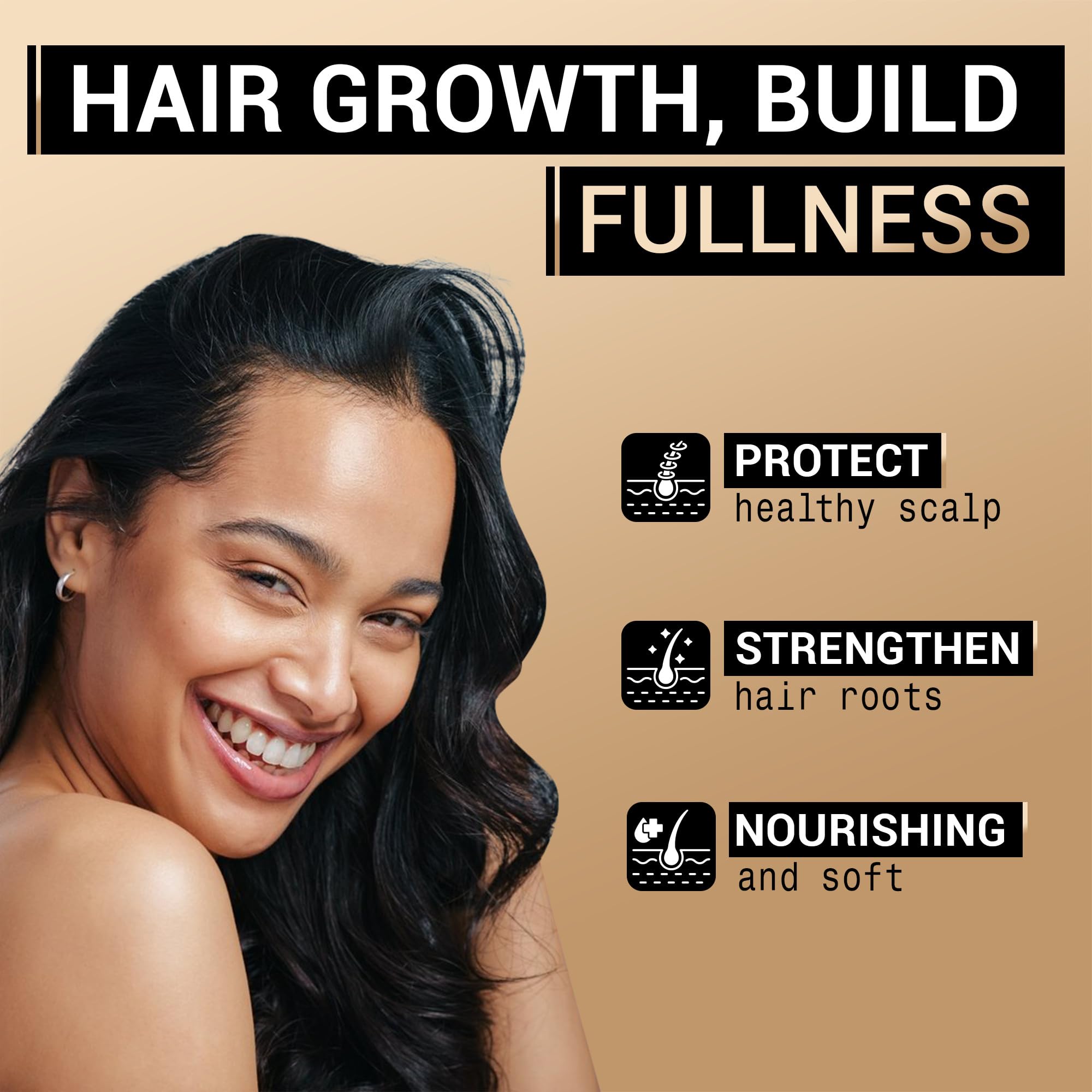 PureRootss rice-water-conditioner bottle highlights smoothing, moisture-rich conditioning.