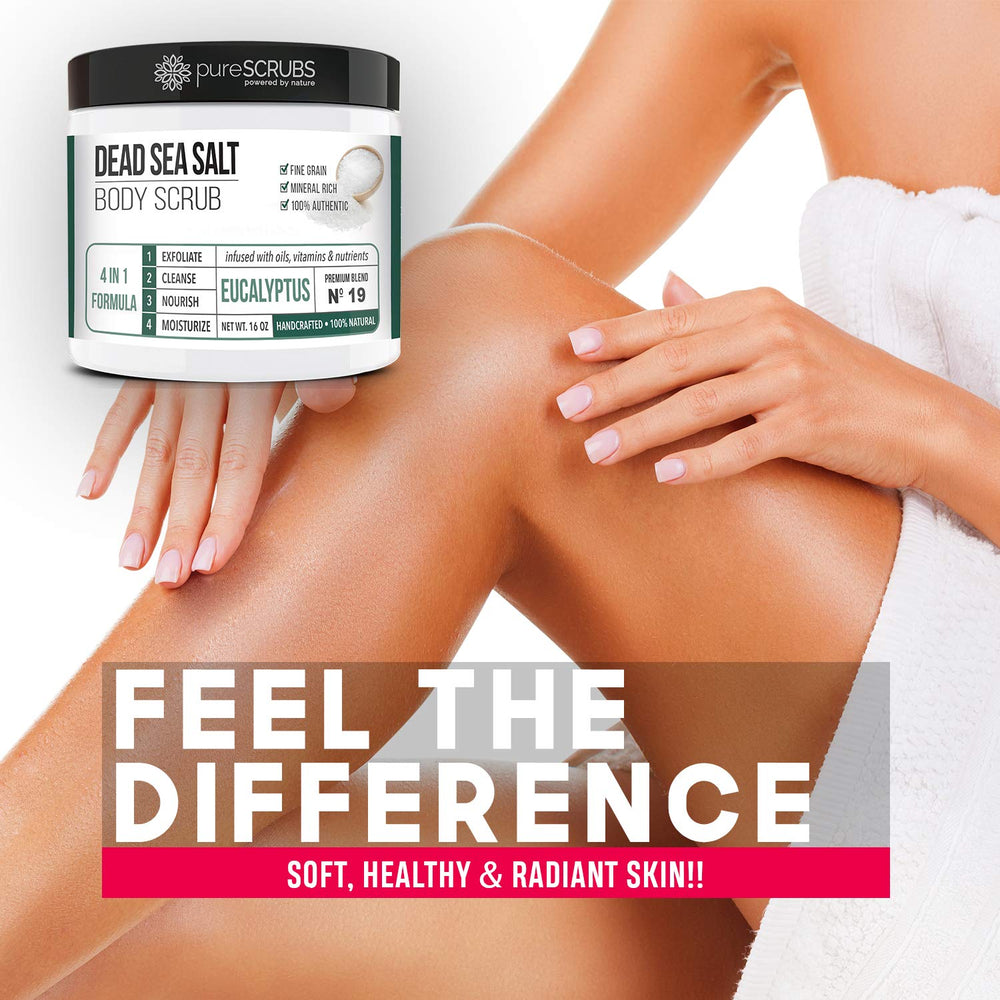 PureSCRUBS Dead Sea salt close-up highlights natural exfoliation.