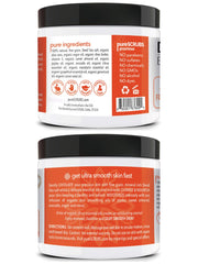 PureSCRUBS dead sea salt fine-grain texture for gentle, effective polishing.