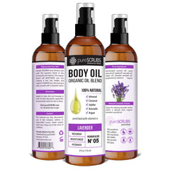 PureSCRUBS lavender aroma massage action highlights soothing scent during application.