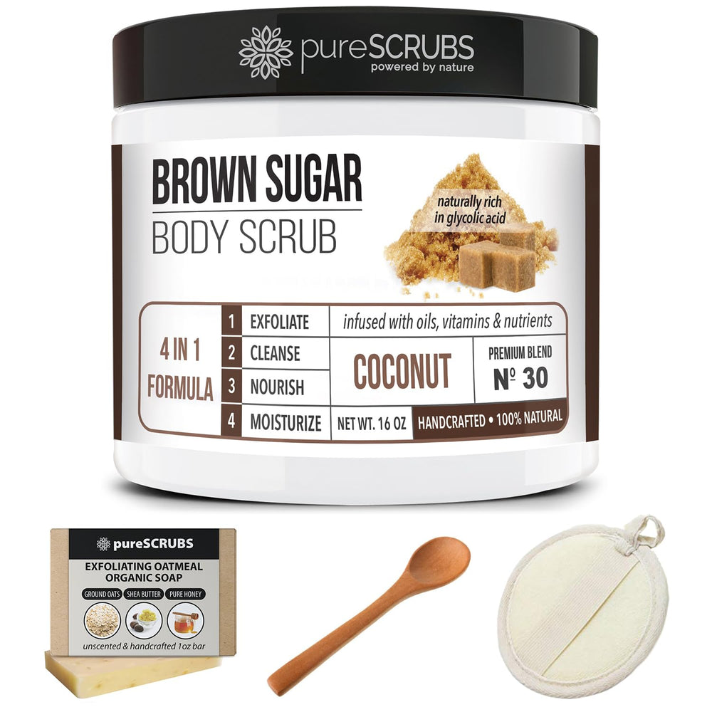 PureSCRUBS coconut aroma enhances your shower routine with pampering vibes.