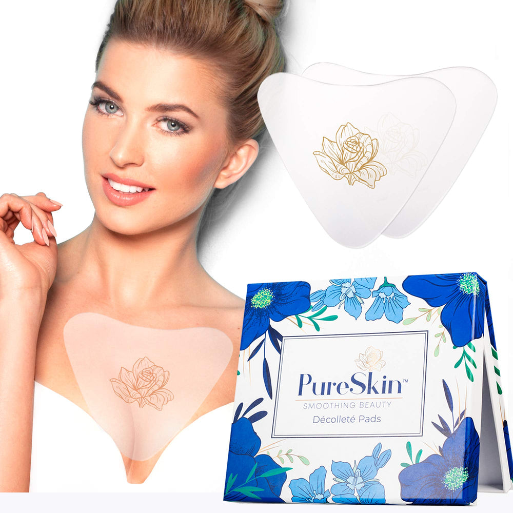 PureSkin chest wrinkle pads pack in a box for overnight smoothing