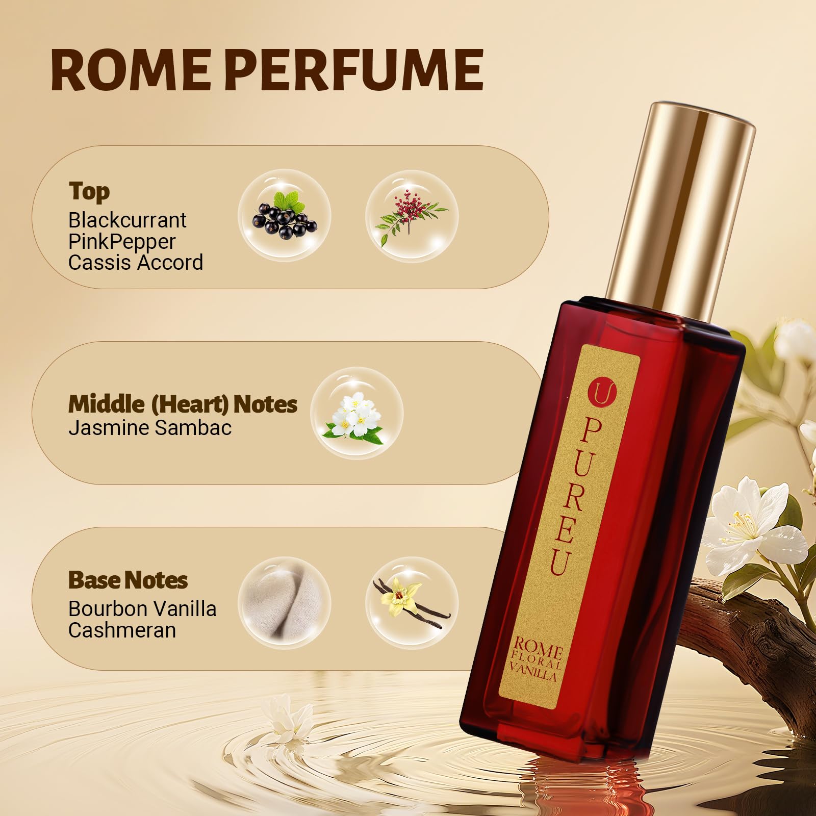 PUREU Vanilla Perfume base-note vanilla and cashmeran for lasting warmth