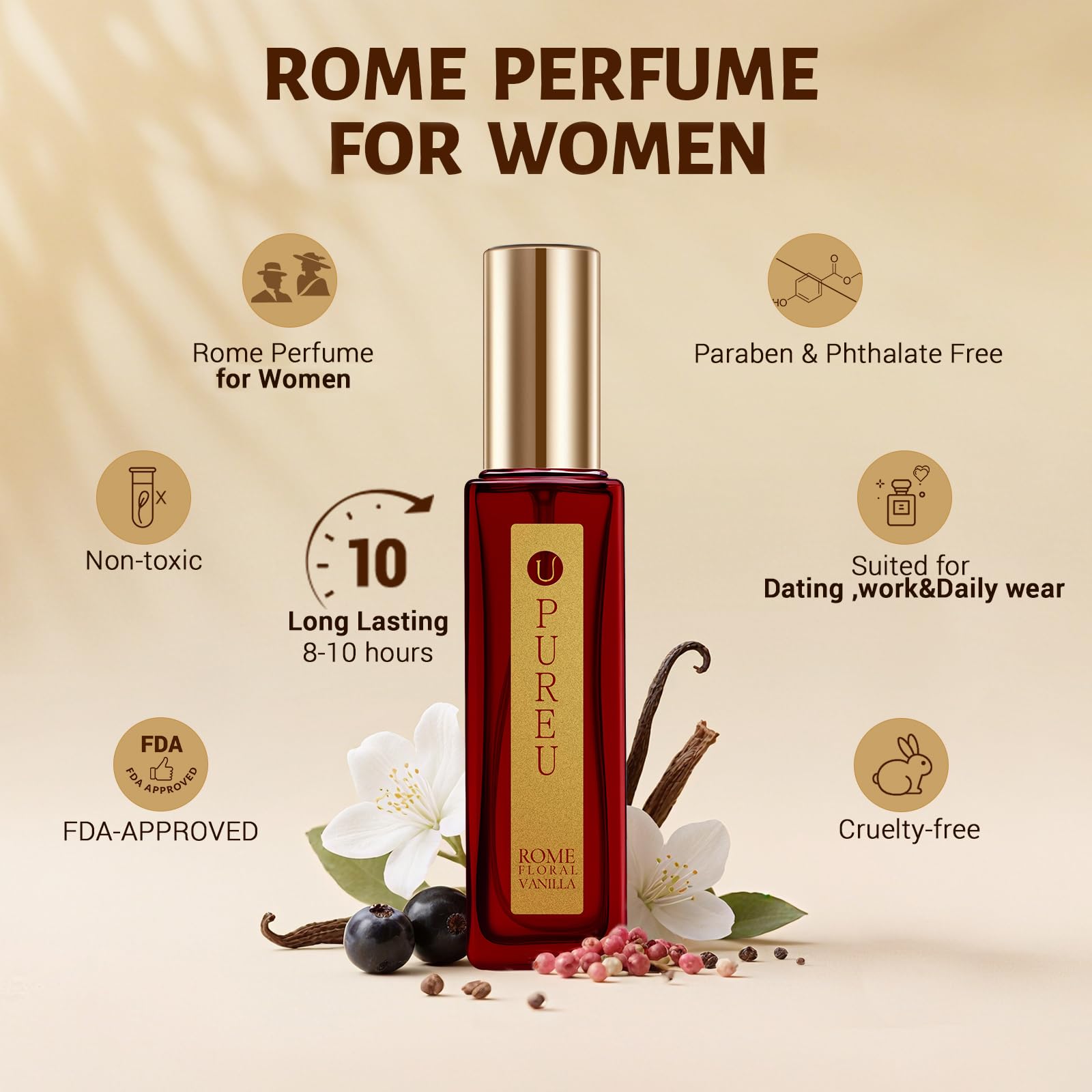 PUREU Vanilla Perfume travel-size bottle for on-the-go touch-ups