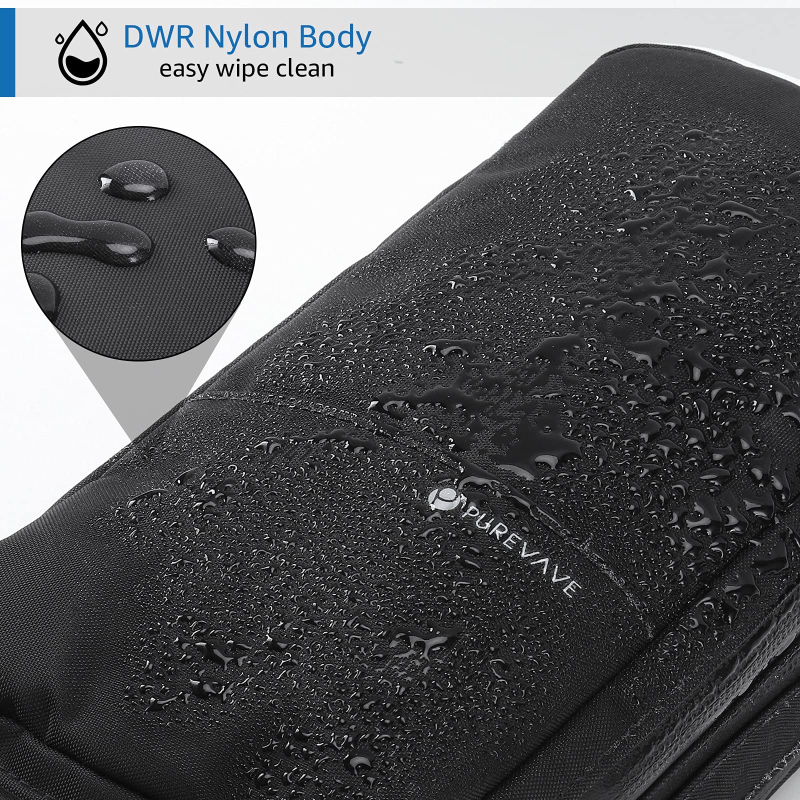 Purevave compact mens toiletry bag has DWR nylon for durable, weather-ready travel.
