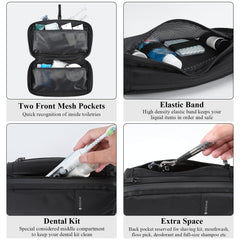 Purevave compact mens toiletry bag waterproof pockets protect travel-size toiletries.