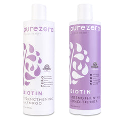 Purezero Biotin Shampoo bottle for stronger, shinier hair.