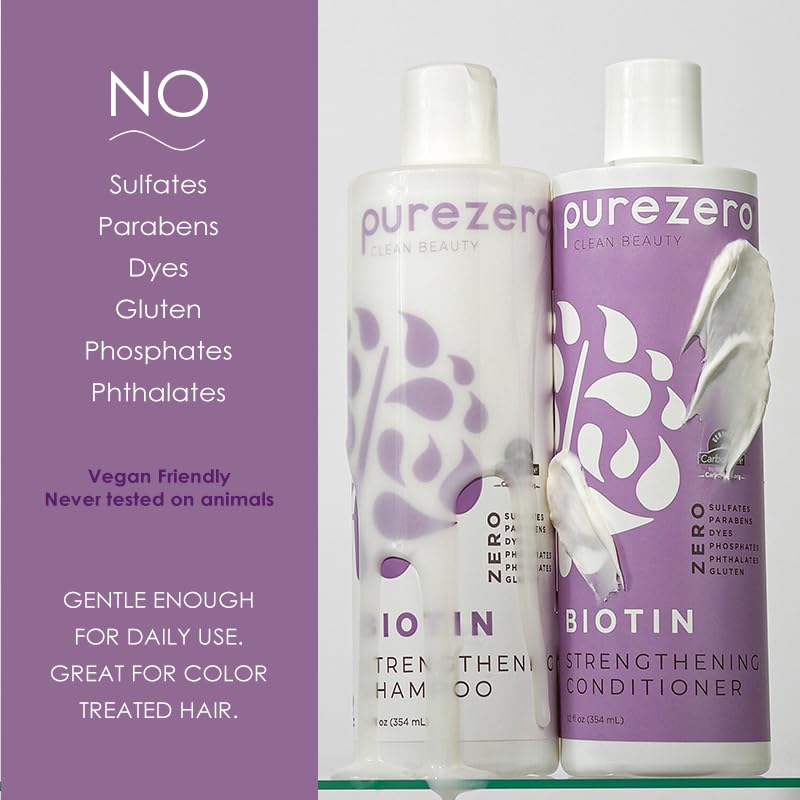 Purezero Biotin Shampoo pour captures easy, mess-free application.