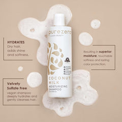 Purezero Coconut Milk Conditioner bottle highlighting smoothing care for frizz-prone hair