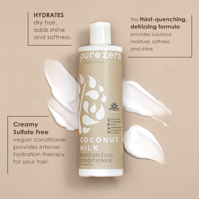Purezero Coconut Milk Shampoo lather demonstrating cleansing and moisture maintenance