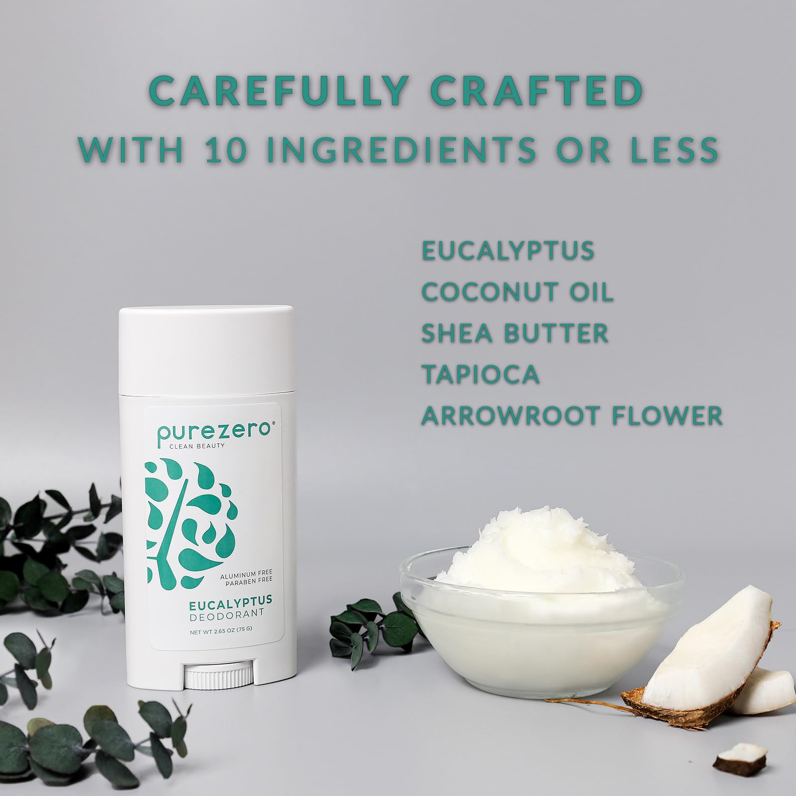 Purezero eucalyptus deodorant application demonstrates easy swipe for fresh feeling