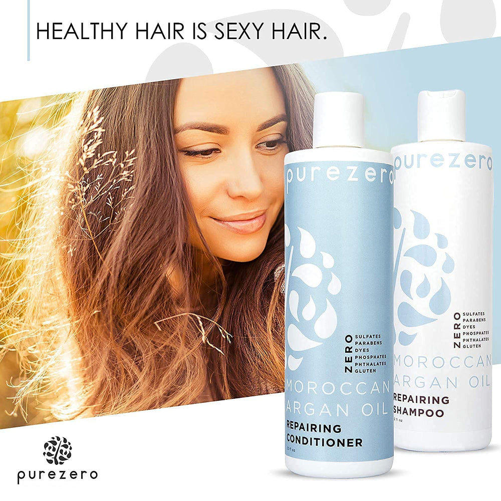 Purezero sulfate-free label highlights gentle, clean ingredients.