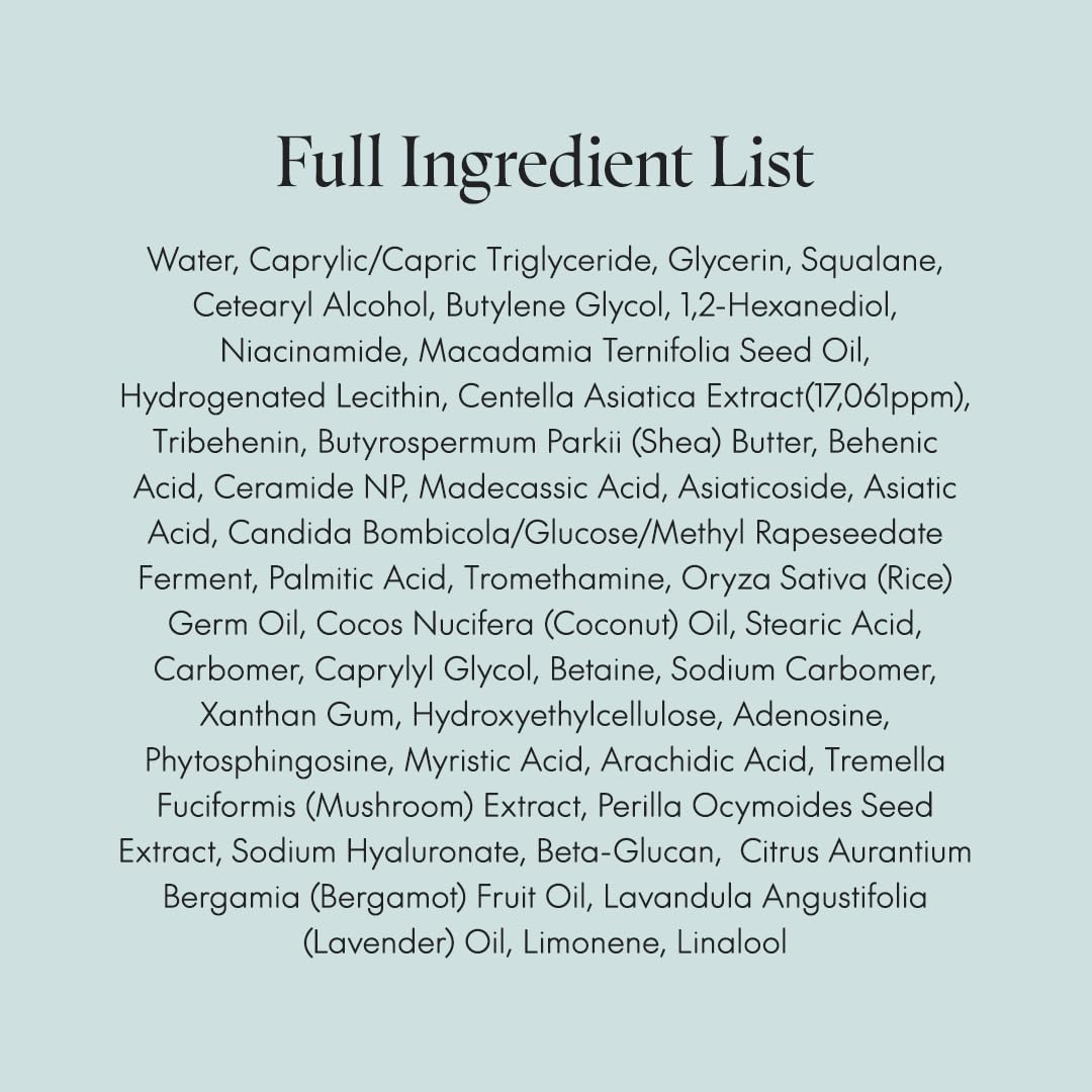 Purito Centella Cream ingredients close-up highlights centella and soothing actives