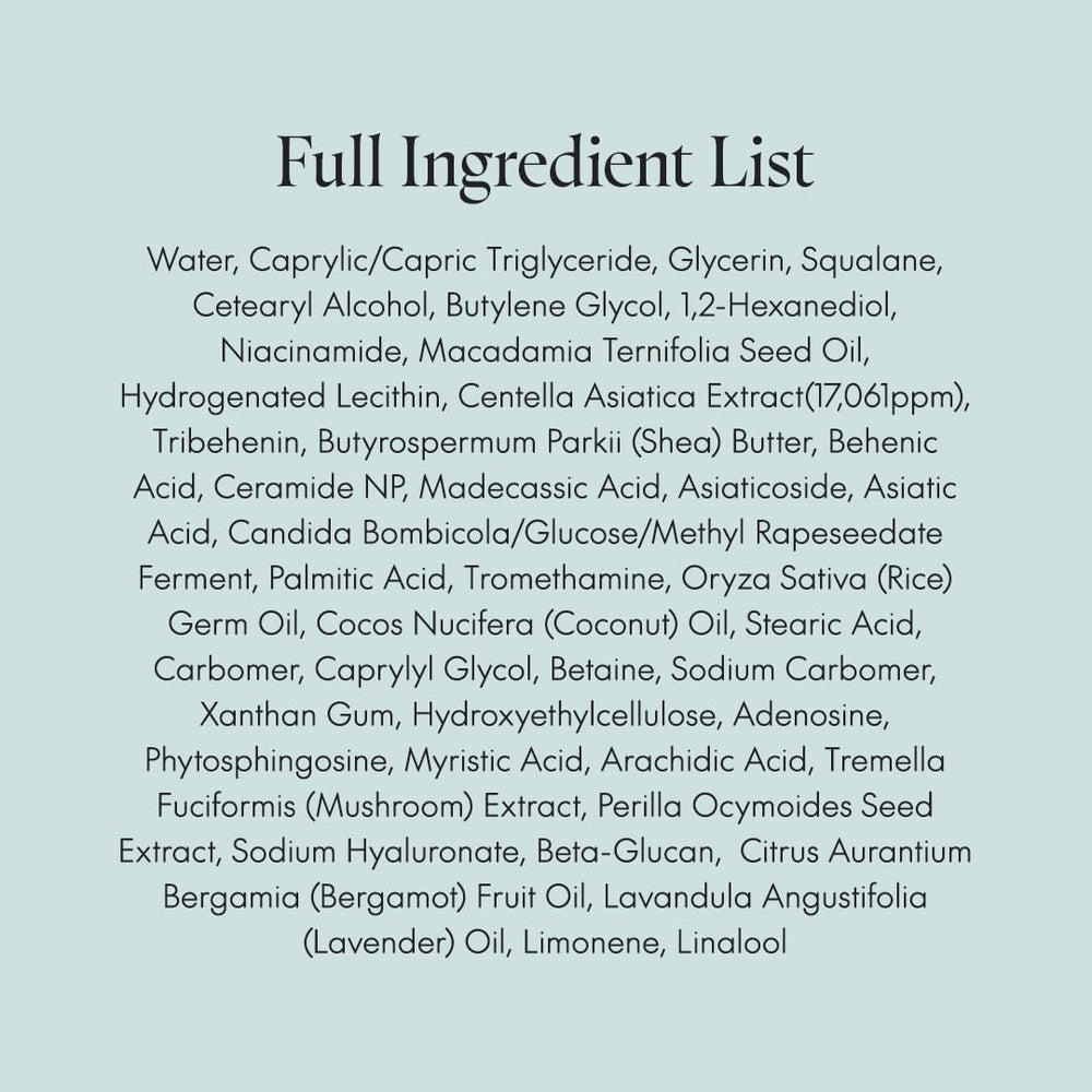 Purito Centella Cream ingredients close-up highlights centella and soothing actives
