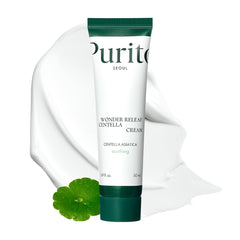 Purito Centella Cream tube packaging highlights soothing formula for all skin types