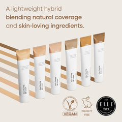 Swirl of PURITO Cica Clearing BB Cream on skin showing natural dewy finish and even tone